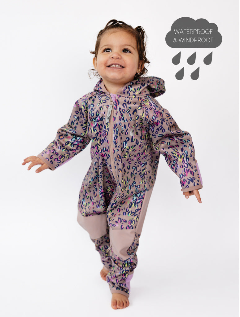 All-Weather Fleece Onesie - Rainbow Leopard