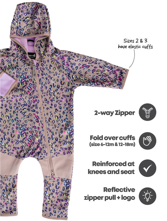 All-Weather Fleece Onesie - Rainbow Leopard