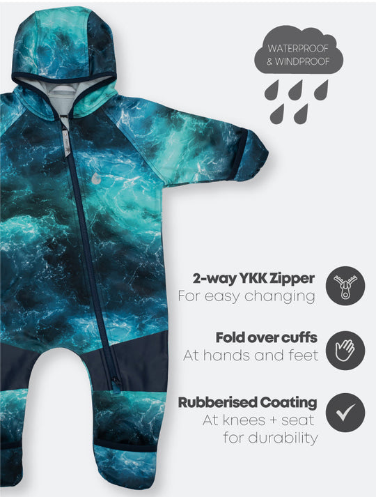 All-Weather Fleece Onesie - Surf | Waterproof Windproof Eco